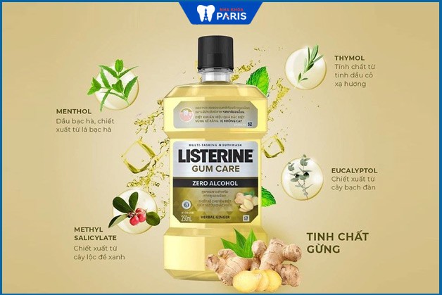 Nước súc miệng Listerine Gum Care Vị Gừng Thảo Mộc Không Cồn