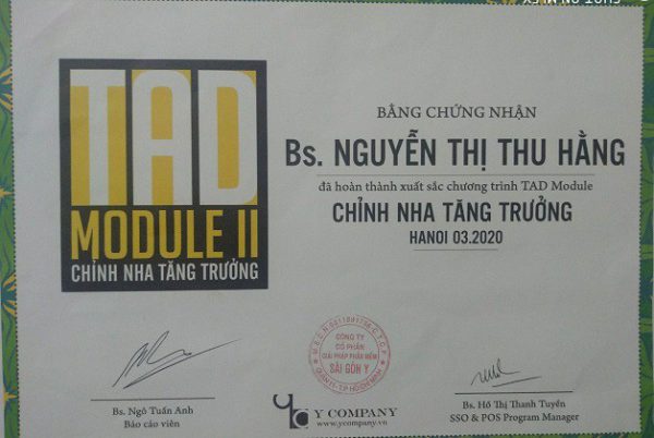 Bằng cấp chứng chỉ bác sĩ nha khoa Nguyễn Thị Thu Hằng