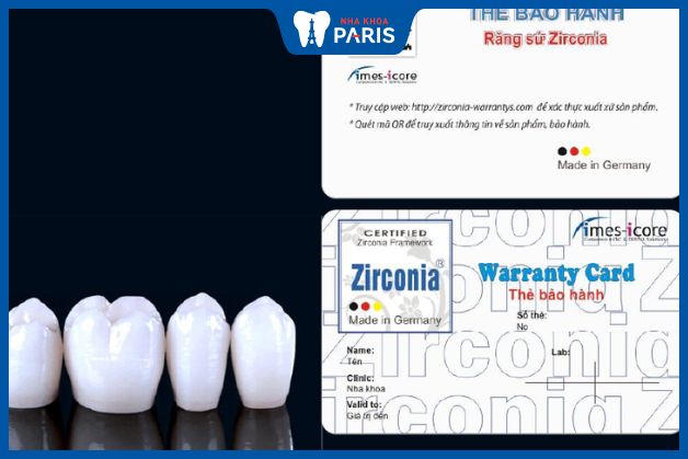 Thẻ bảo hành răng toàn sứ Zirconia