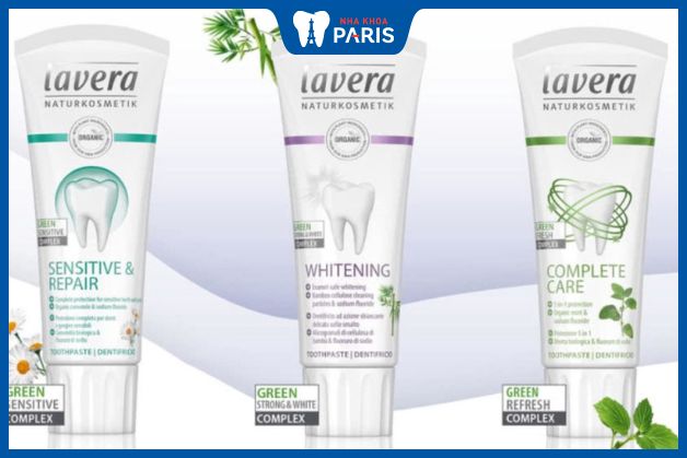 Kem đánh răng Lavera chứa thành phần an toàn với răng sứ
