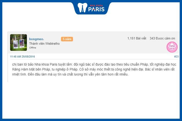 Khách hàng đánh giá về Nha khoa Paris trên các website