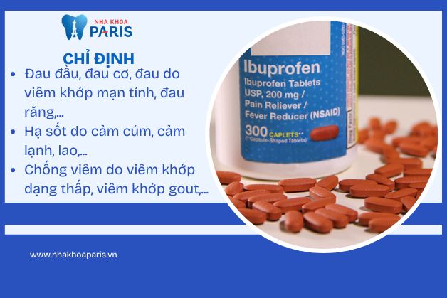 Ibuprofen dùng để giảm đau, hạ sốt và chống viêm