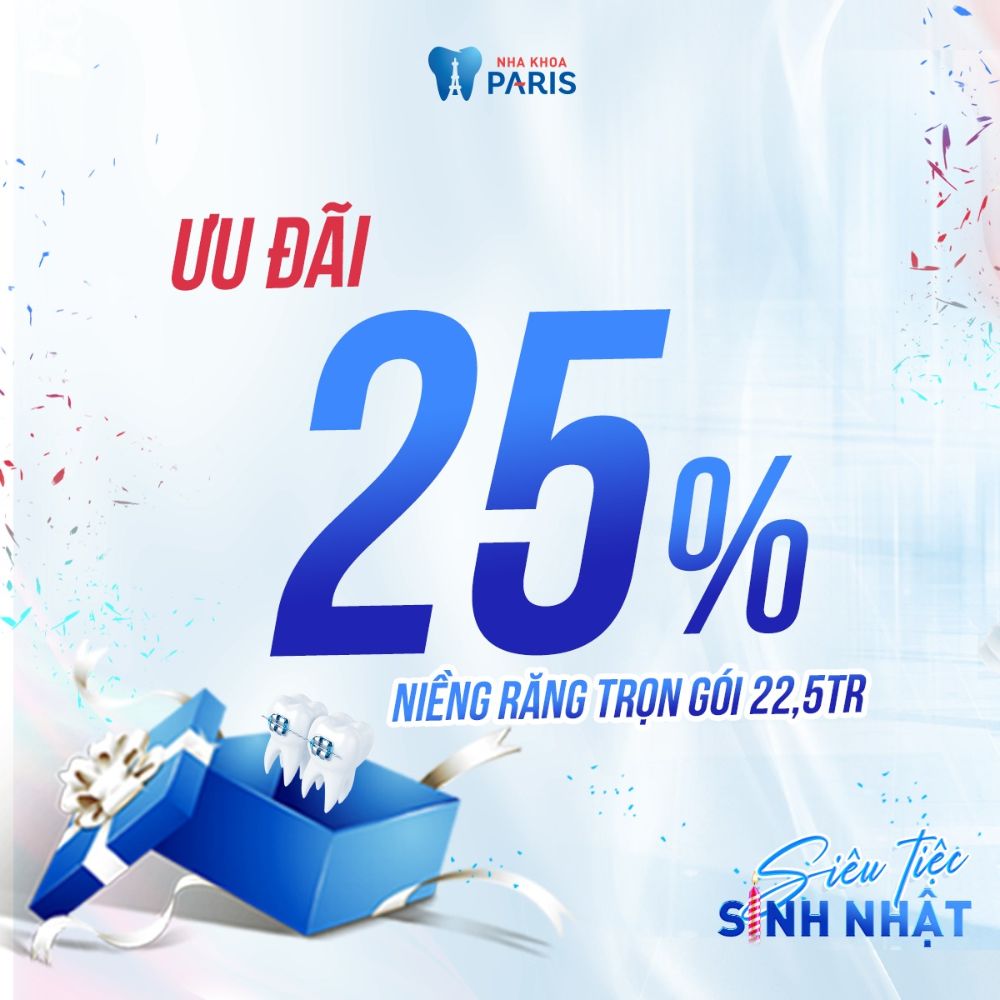 Ưu đãi 25% cho dịch vụ niềng răng
