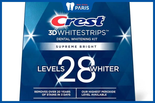 Miếng dán trắng răng Crest Whitestrips Supreme Bright