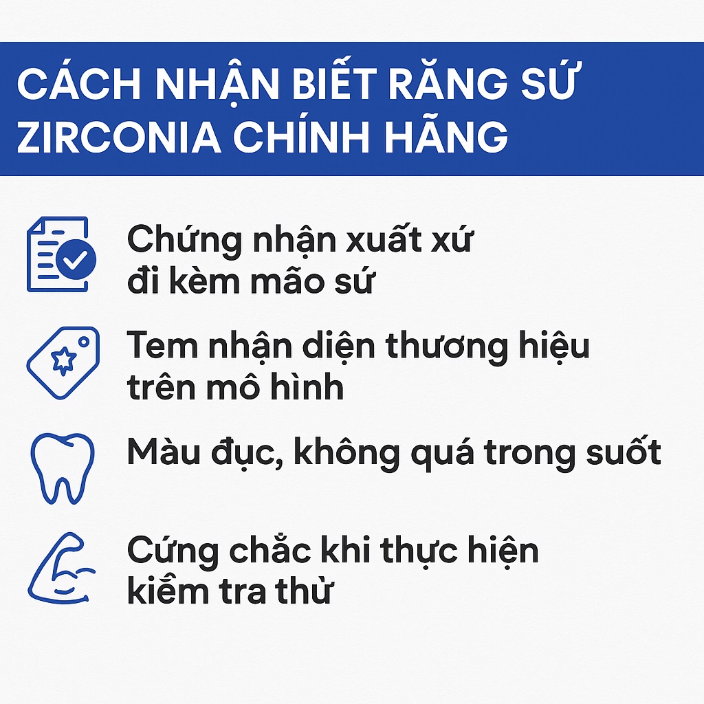 Cách nhận biết răng sứ Zirconia chính hãng